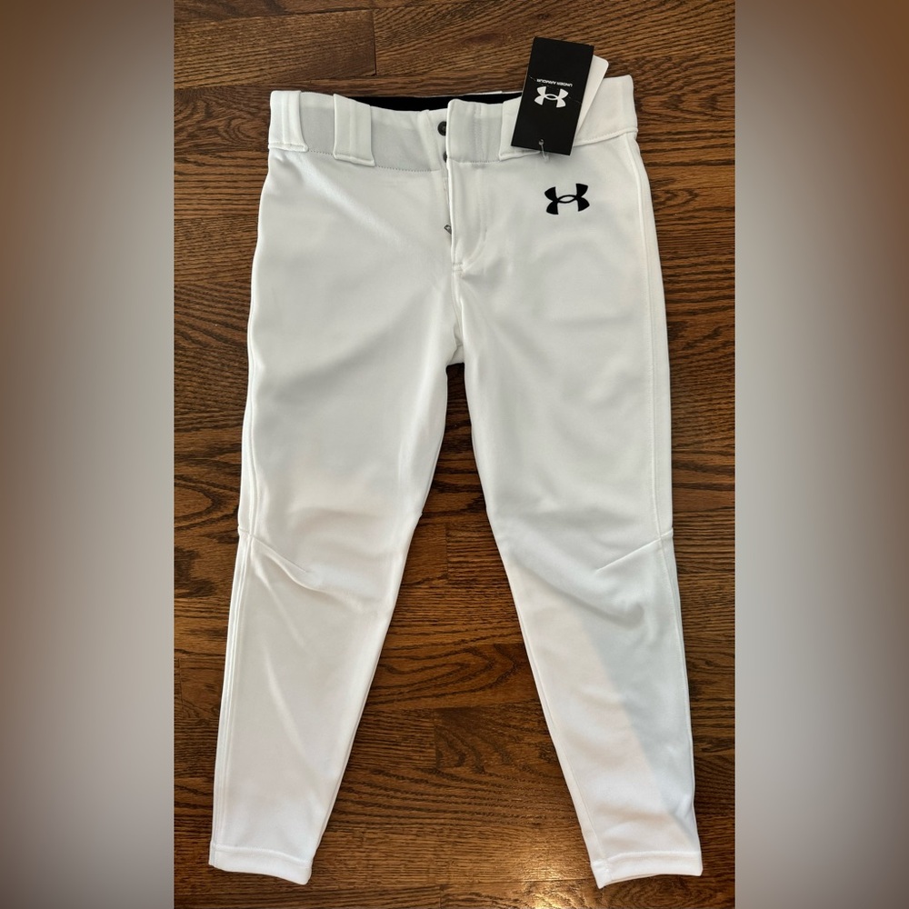 NWT Under Armour Gameday Vanish white baseball pants, youth XS